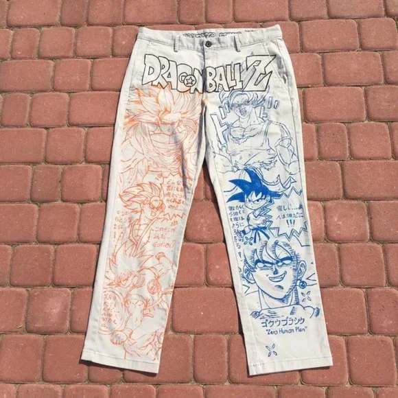 Custom × Streetwear 1/1 custom Dragon ball Z anime straight pants